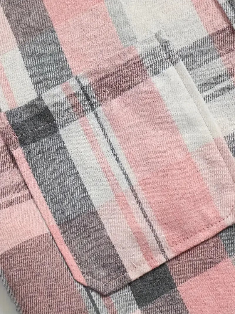 Bluse | Kariertes Design und klassische Knöpfe | Lässiger Stil
