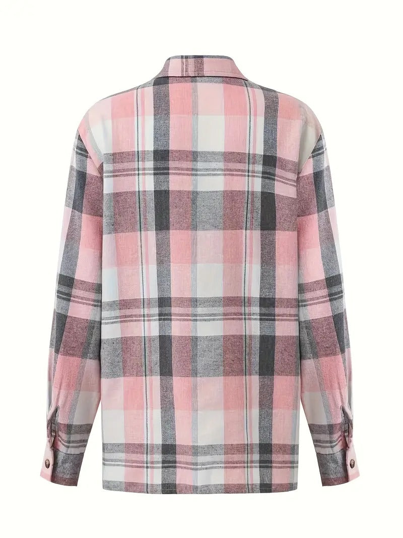 Bluse | Kariertes Design und klassische Knöpfe | Lässiger Stil