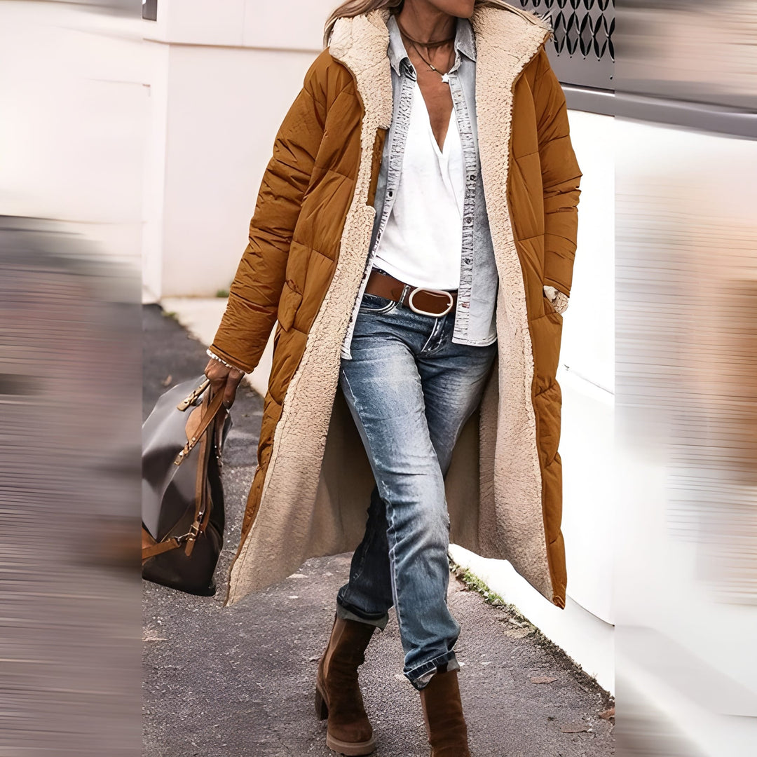 Damen Winterjacke | Langer Mantel | Warm Gefüttert