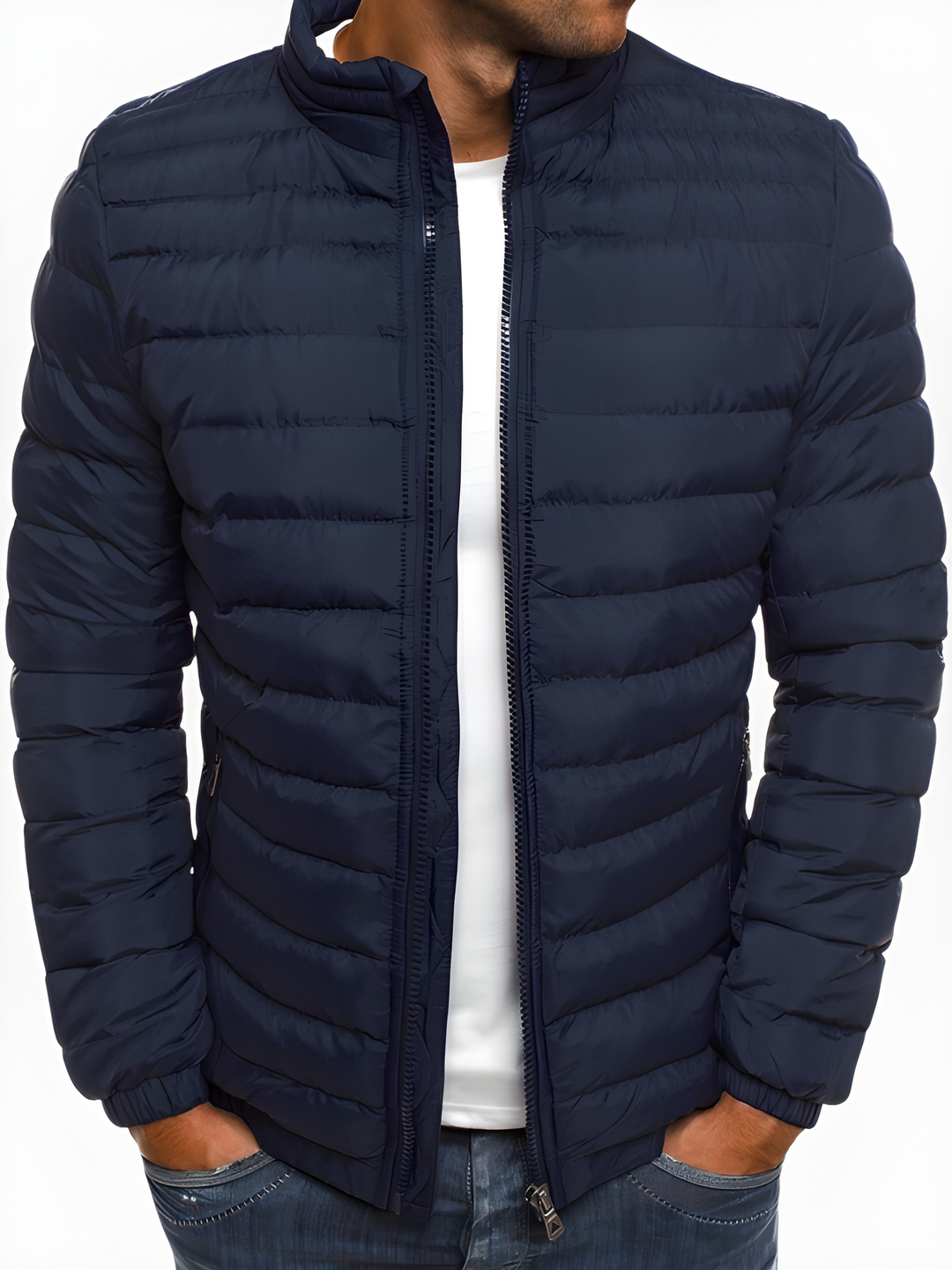 Winterjacke Herren | Stehkragen | Leichte Wattierte Jacke