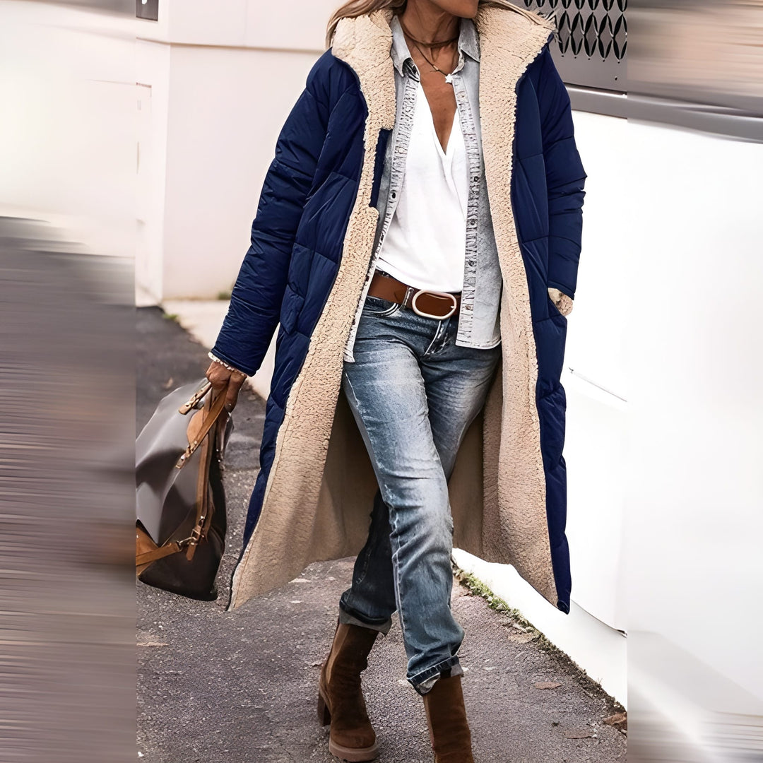 Damen Winterjacke | Langer Mantel | Warm Gefüttert