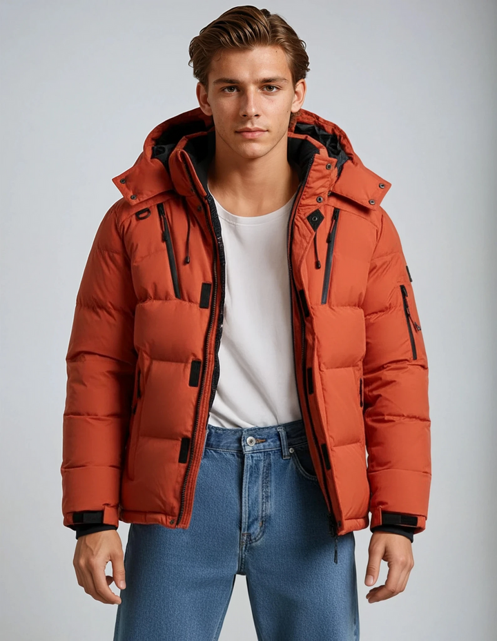 Winterjacke Herren | Wattiertes Design | Kapuzenjacke