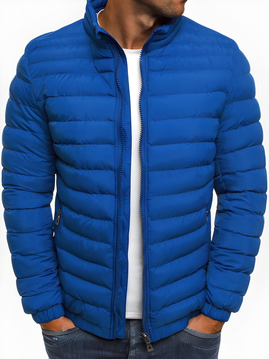 Winterjacke Herren | Stehkragen | Leichte Wattierte Jacke