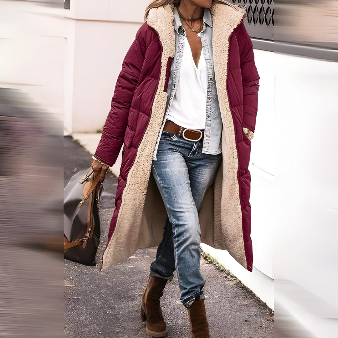 Damen Winterjacke | Langer Mantel | Warm Gefüttert