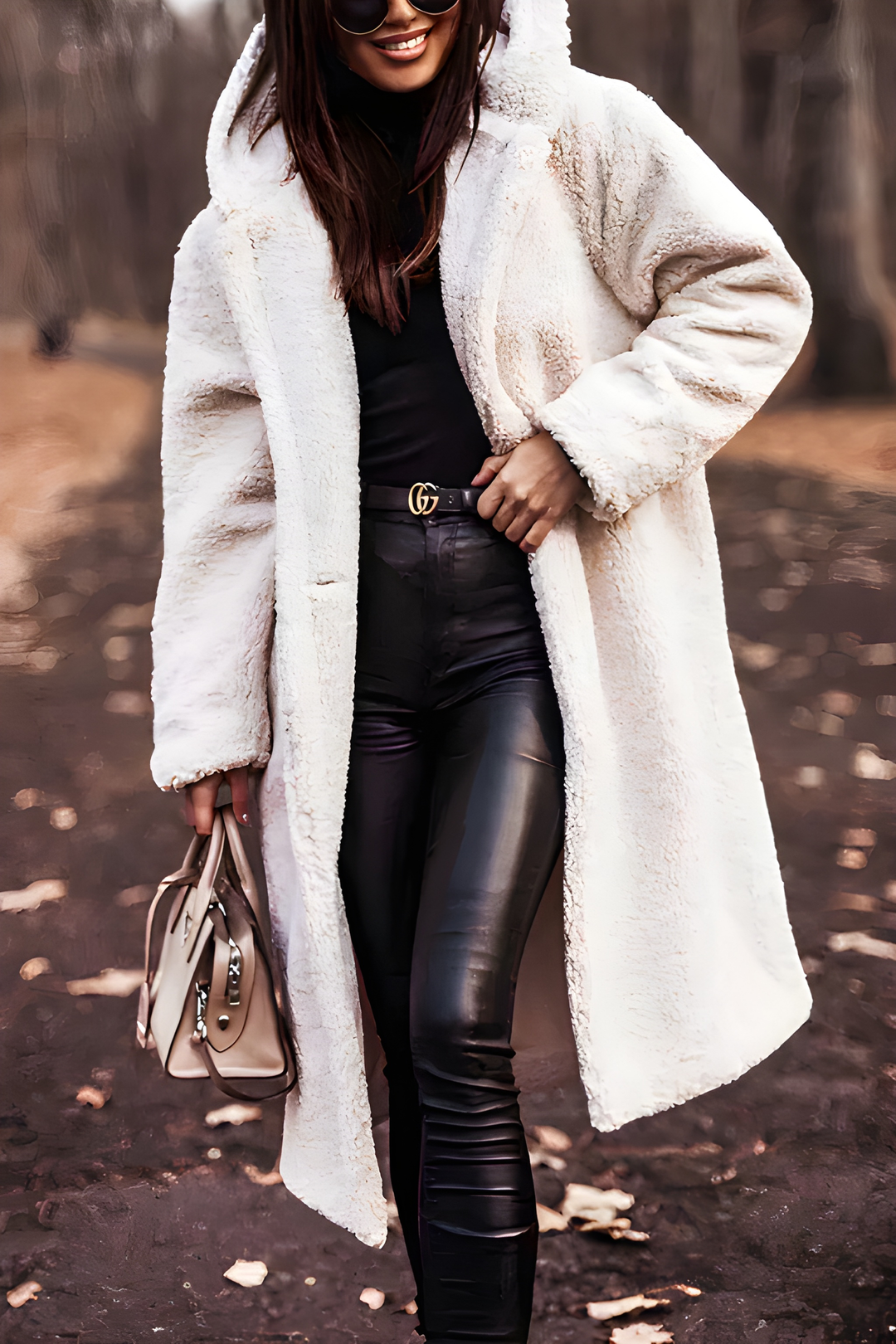 Damenmantel | Langer Kapuzenmantel | Warm